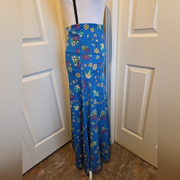 LULAROE BLUE FLORAL MAXI SKIRT, SIZE XS, NEW - Picture 6 of 8